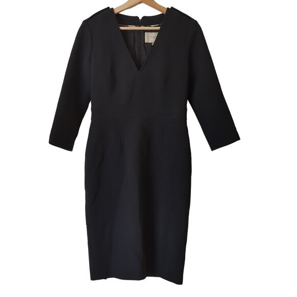Burberry London Black Sheath Dress Womens Size 38 US 4 Small Made in Italy Wool - Picture 1 of 6